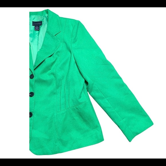 INVESTMENTS Faux Suede Button Front Blazer With Long Sleeves Apple Green Size 16 - Picture 4 of 9